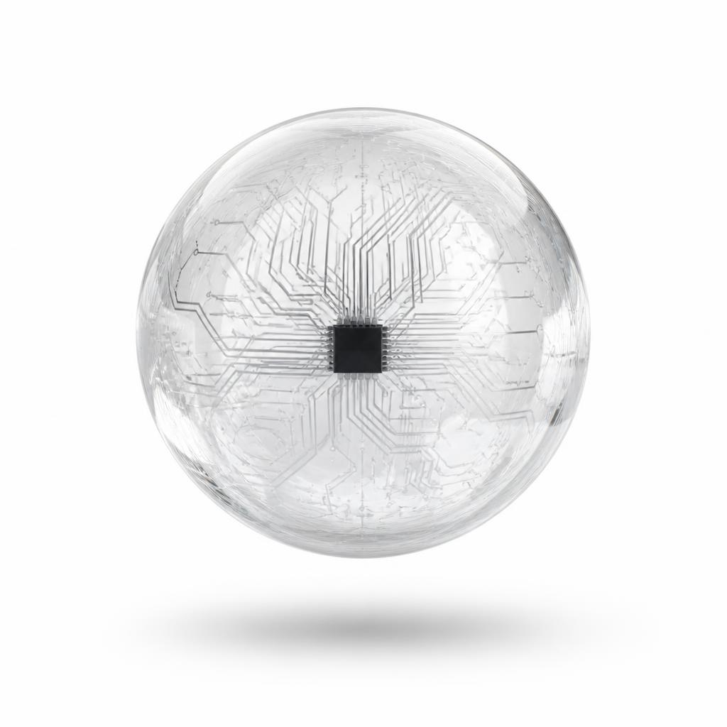 Glass sphere with internal circuit patterns